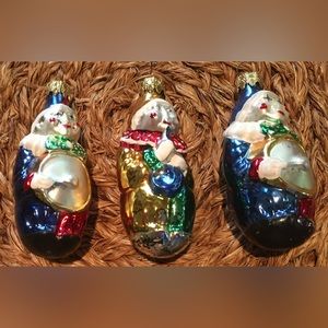 Set of 3 Vintage 3.5" Hand-Blown Glass Musician Clown Ornaments